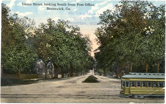 Union Street, looking south from post office, Brunswick, Georgia
