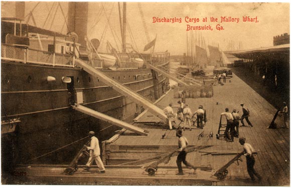 Dischargin cargo at the Mallory wharf, Brunswick, Georgia